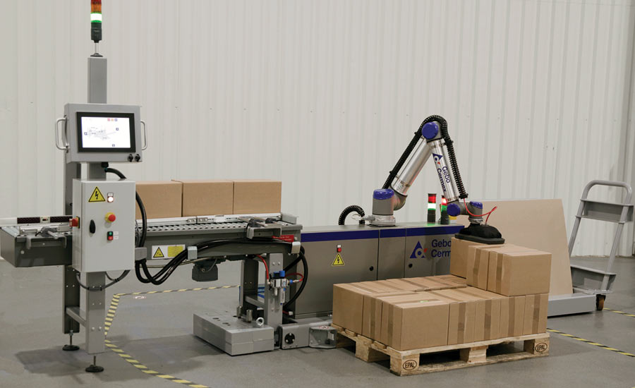 Gebo Cermex CoboAccess Pal robotic palletizer. - Beverage Industry