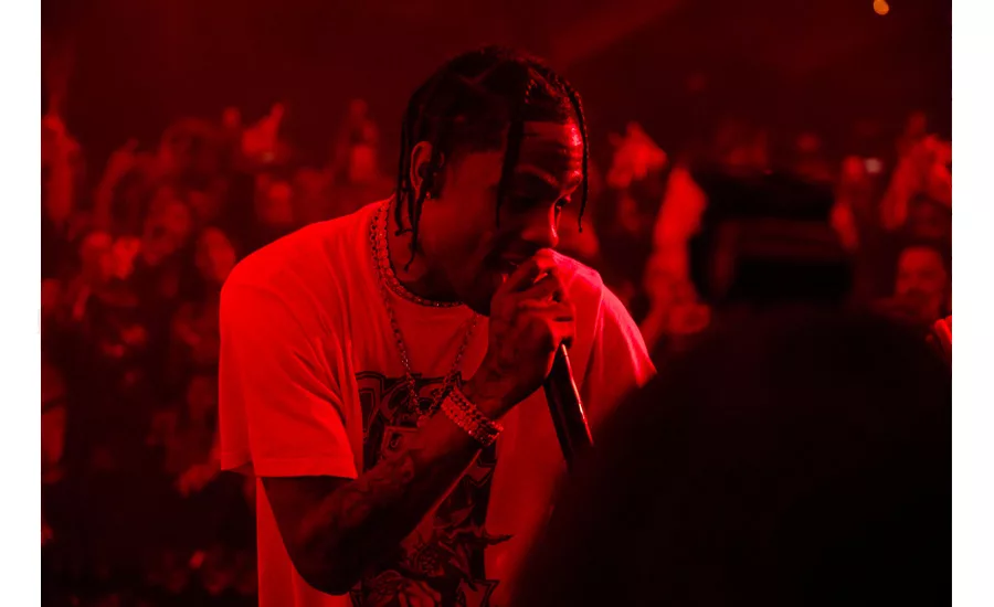 Moët & Chandon x Public School collaboration launch party surprise performance by Travis Scott.