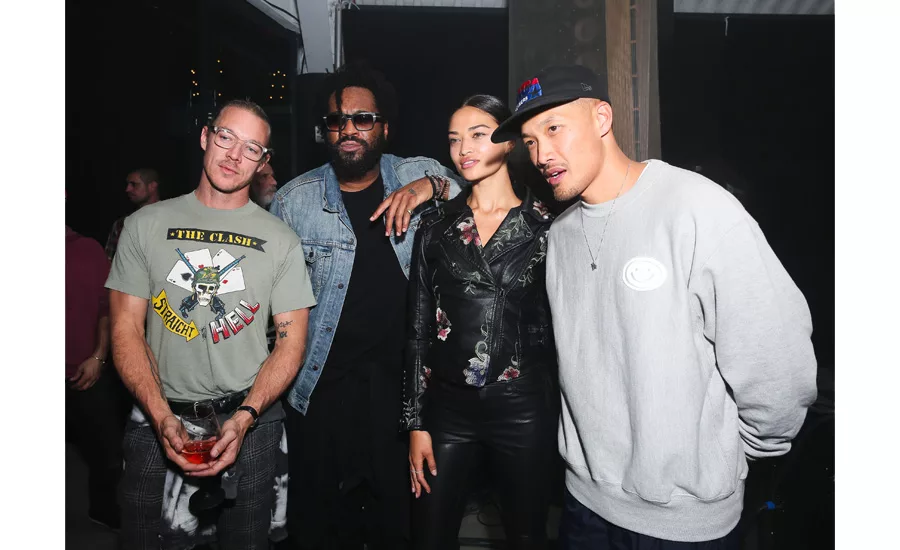 Diplo, Maxwell Osborne, Shanina Shaik and Dao-Yi Chow celebrate the launch of the Limited-Edition Moët & Chandon x Public School Bottle.