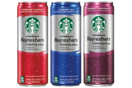 Starbucks Refreshers reformulation and packaging