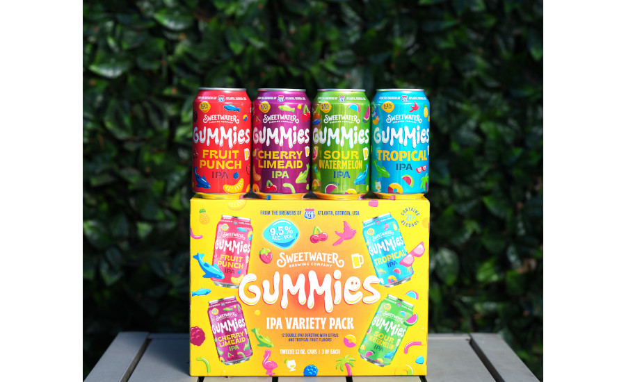 SweetWater Gummies line of brews: Sour Watermelon India Pale Ale (IPA) and Cherry Limeaid IPA