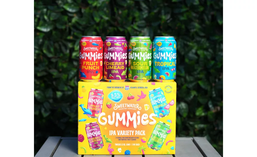 SweetWater Gummies line of brews: Sour Watermelon India Pale Ale (IPA) and Cherry Limeaid IPA