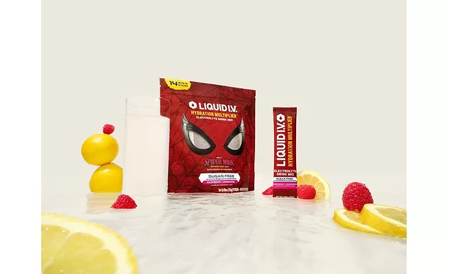 Liquid I.V. with Spider-Man: Brand New Day packaging