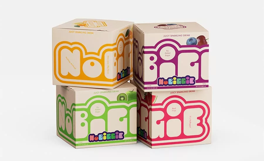 Stacked cartons of sparkling juice drink variety packs in multiple fruit flavors with colorful retail packaging.