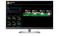 AI-powered machine vision software displaying automated defect detection and quality inspection results for electronic components on a manufacturing production line.