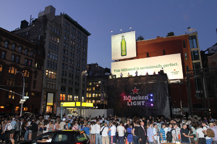Heineken Light uses NYC billboard for surprise performance