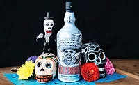 Absolut Vodka Sequin Bottle Tequila Cazadores Día de los Muertos bottle by Mister Cartoon - Beverage Industry