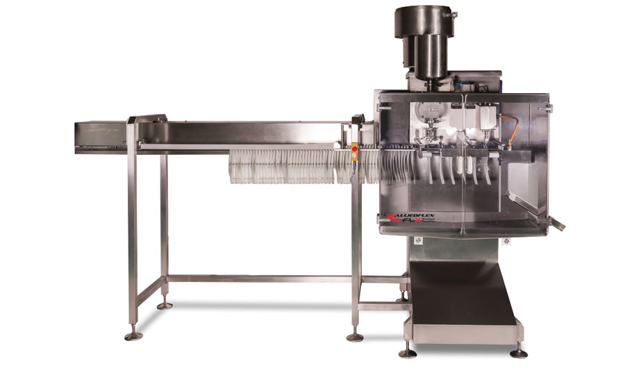 AlliedFlex Technologies Inc. offers the new FLX MonoSpout pouch filling and capping machine for filling liquids in pre-made spouted standup pouches. - Beverage Industry