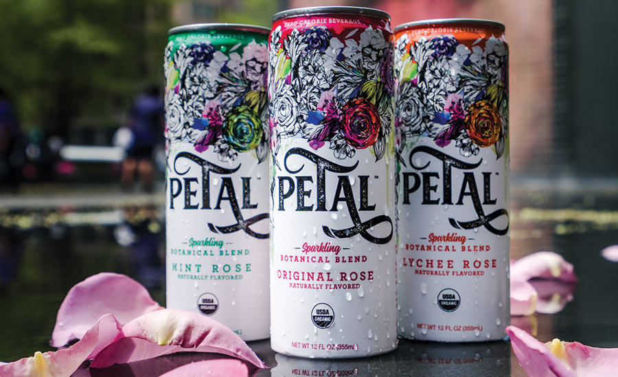 Petal Sparkling Botanicals recently released new, certified organic sparkling rose water blends to the market in three flavors: Original Rose, Mint Rose and Lychee Rose. - Beverage Industry