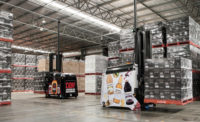 AGV usage in a beverage warehouse.