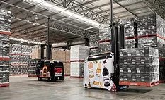 AGV usage in a beverage warehouse.