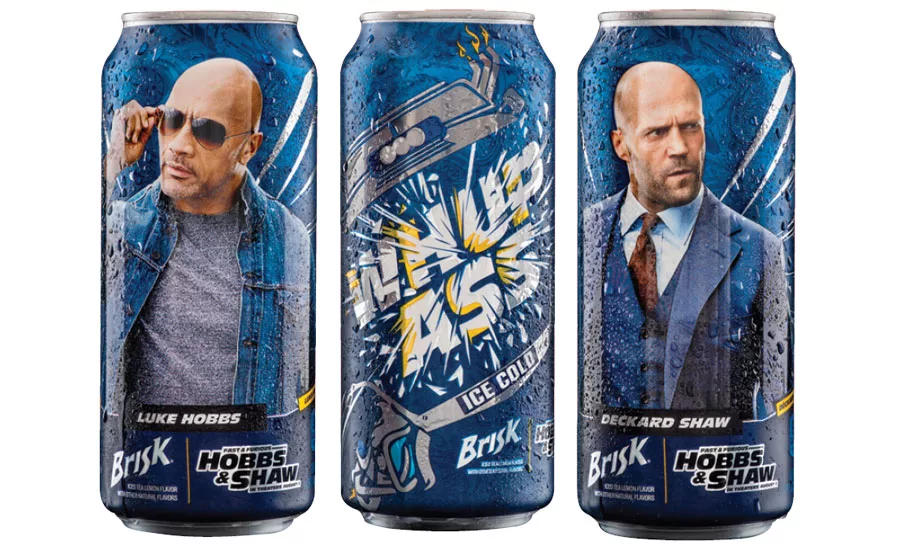 Brisk Iced Tea can with Hobbs and Shaw art.