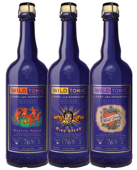 Wild Tonic offers a 7.6 percent alcohol-by-volume Hard Jun Kombucha in three varietals: Dancing Naked, Mind Spank and Wild Love. - Beverage Industry