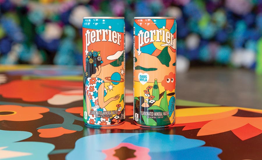 Perrier cans created by husband-and-wife duo DABSMYLA