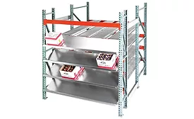 UNEX carton flow and storage shelving.