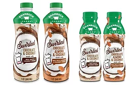 Swirled blends dairy and plant-based ingredients