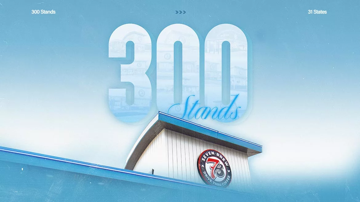 a promotional graphic for 7 Brew Coffee