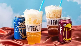 beverages from HTeaO and Poppi Feel-Good Prebiotic Soda