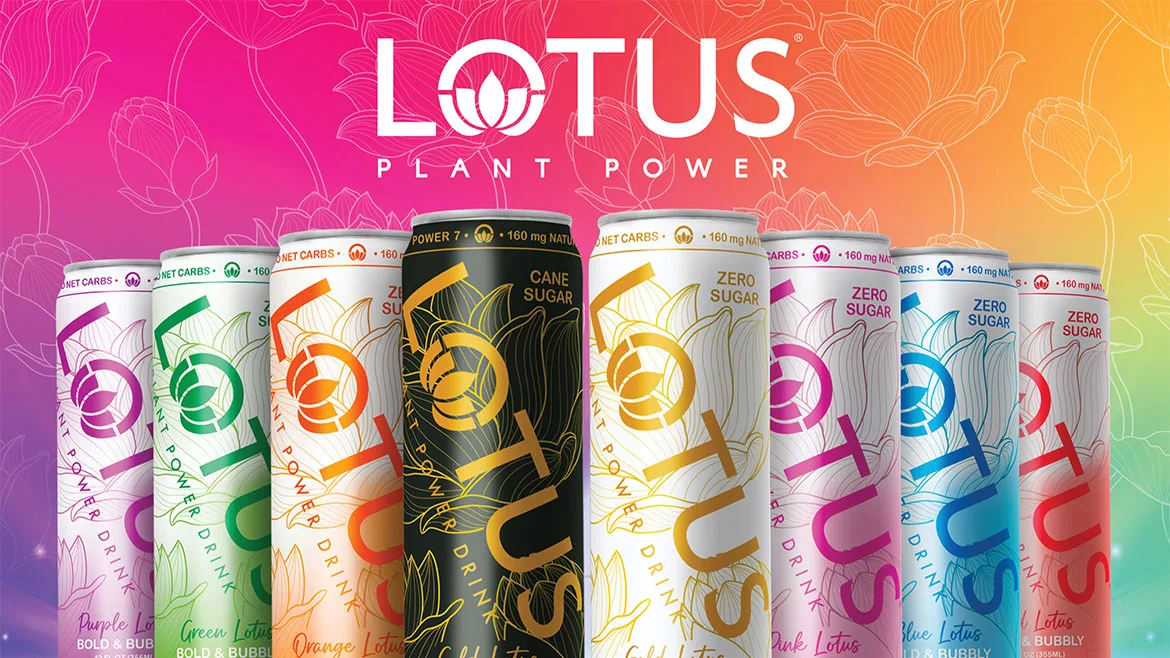 a variety of Lotus Plant Power drinks