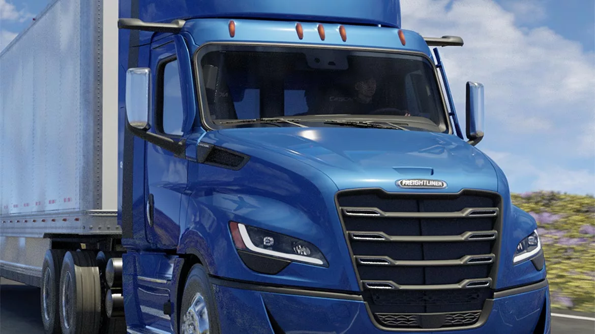a Freightliner Cascadia heavy-duty semi-trailer truck