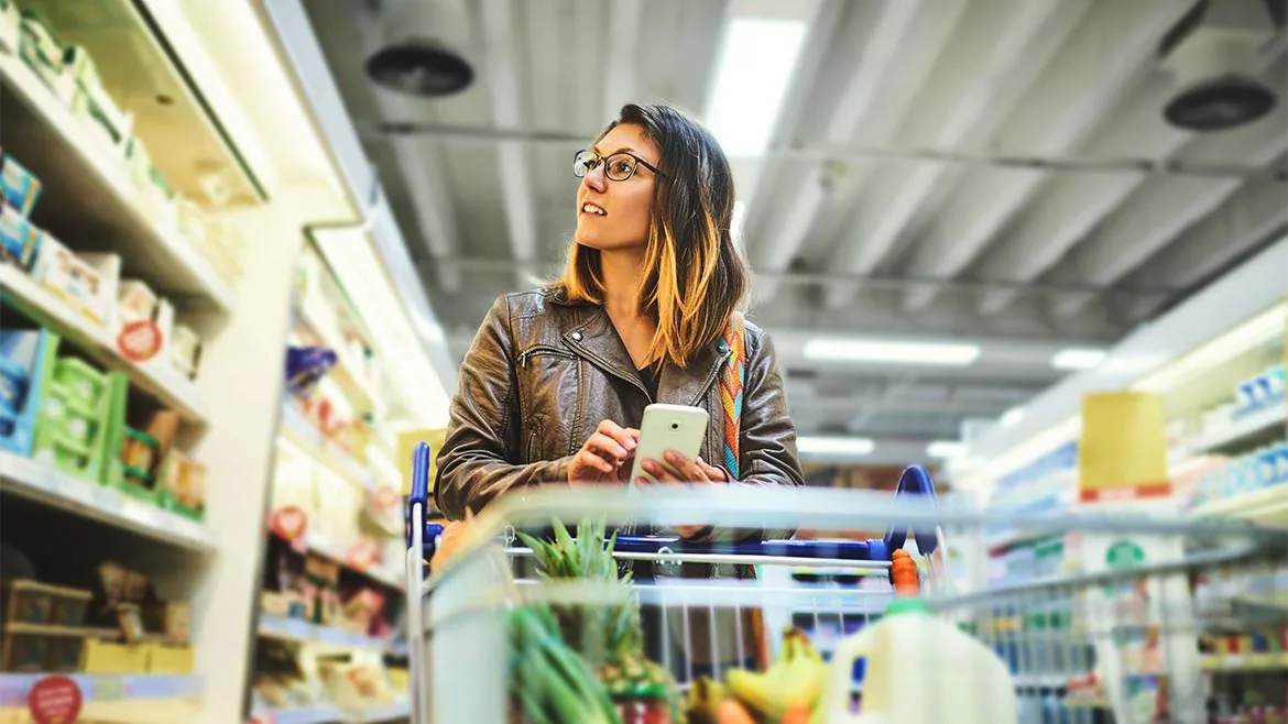 woman shopping at a grocery store
