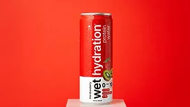 a can of Wet Hydration Protein Water in the Kiwi Strawberry flavor. 