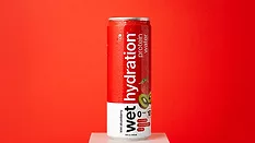 a can of Wet Hydration Protein Water in the Kiwi Strawberry flavor. 