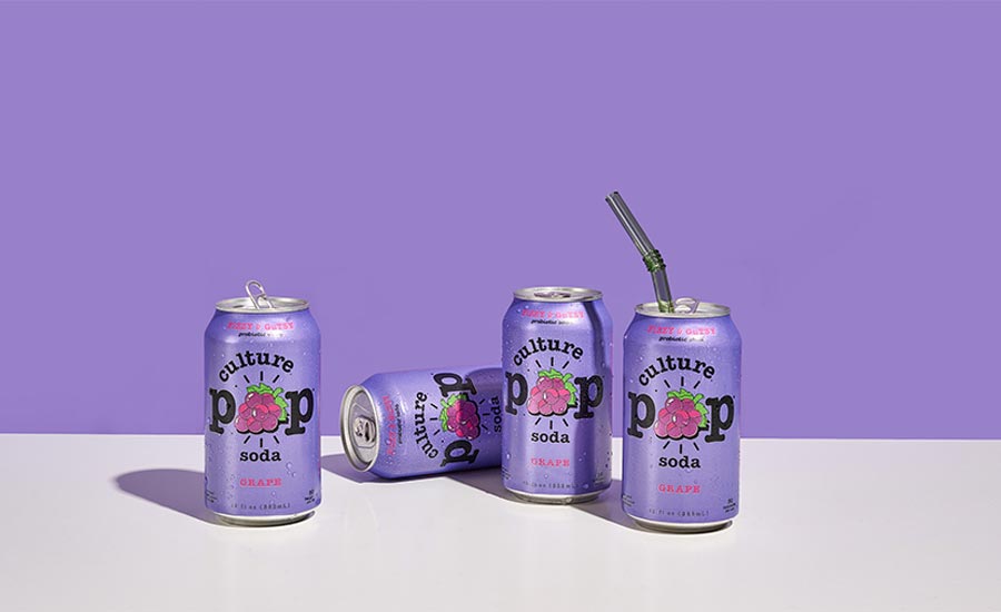 Culture Pop Soda probiotic beverage made with organic fruit juice, spices, and herbs.