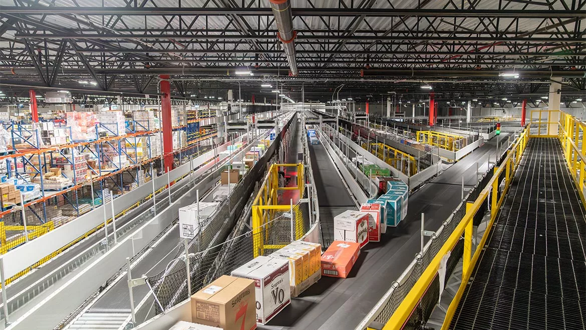 a modern industrial distribution center or fulfillment center
