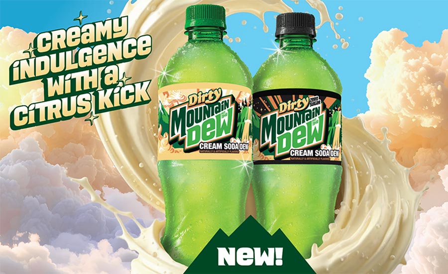 Dirty Mountain Dew is the brand's first ready-to-drink "dirty soda" flavor, combining classic citrus Mountain Dew with a smooth cream soda finish