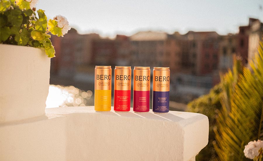 BERO Shandy non-alcoholic beer cans, featuring a sleek 12oz design
