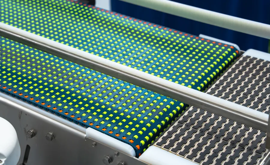  a specialized multidirectional conveyor system utilizing a modular roller-top belt