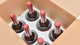 wine shipping box featuring specialized inserts to keep bottles secure during transport