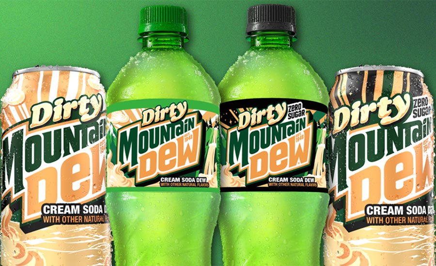 Dirty Mountain Dew Cream Soda, a new beverage flavor launched by PepsiCo in early 2026.