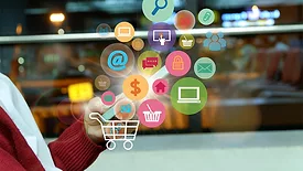 This image illustrates the concept of Mobile Commerce (M-commerce)