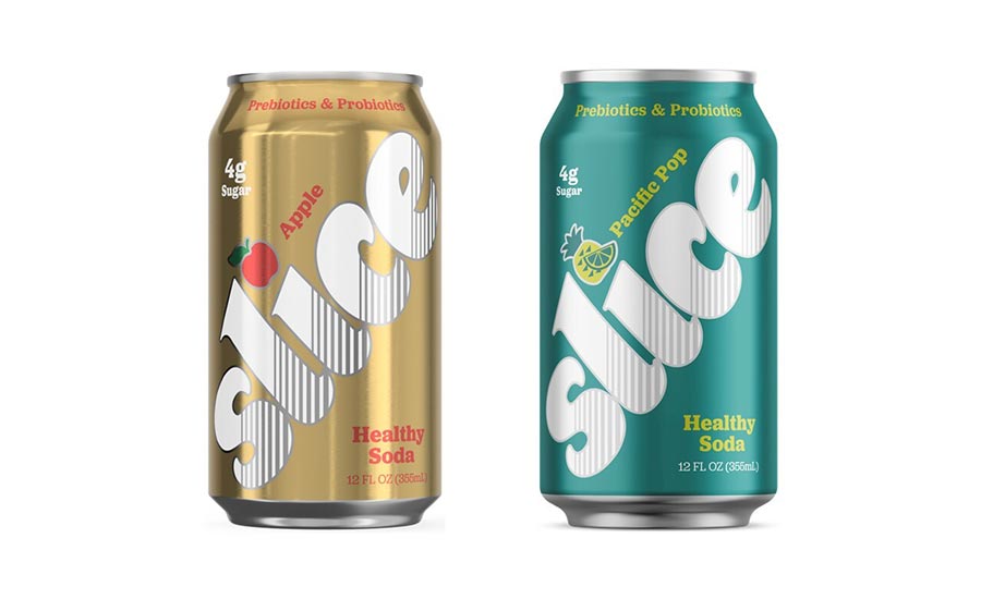 These are Slice healthy prebiotic and probiotic sodas in the Apple and Pacific Pop flavors. 