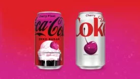 The image features Coca-Cola Zero Sugar Cherry Float and Diet Coke Cherry sodas. 