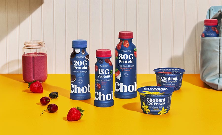 Chobani 20G Protein and 30G Protein Greek Yogurt drinks and cups in various flavors