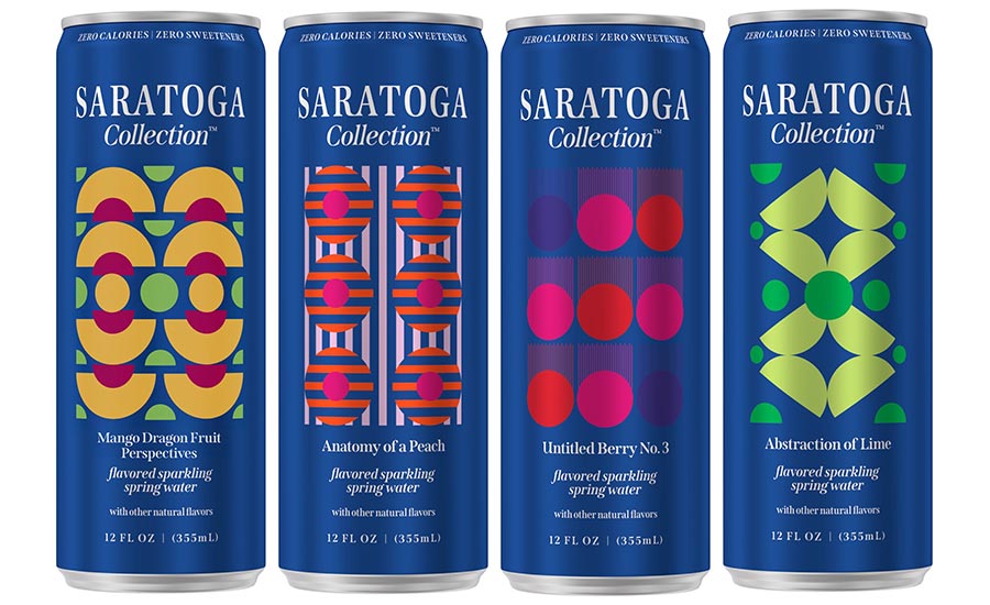 the Saratoga Collection, a line of 12 fl oz flavored sparkling spring water cans featuring four signature varieties