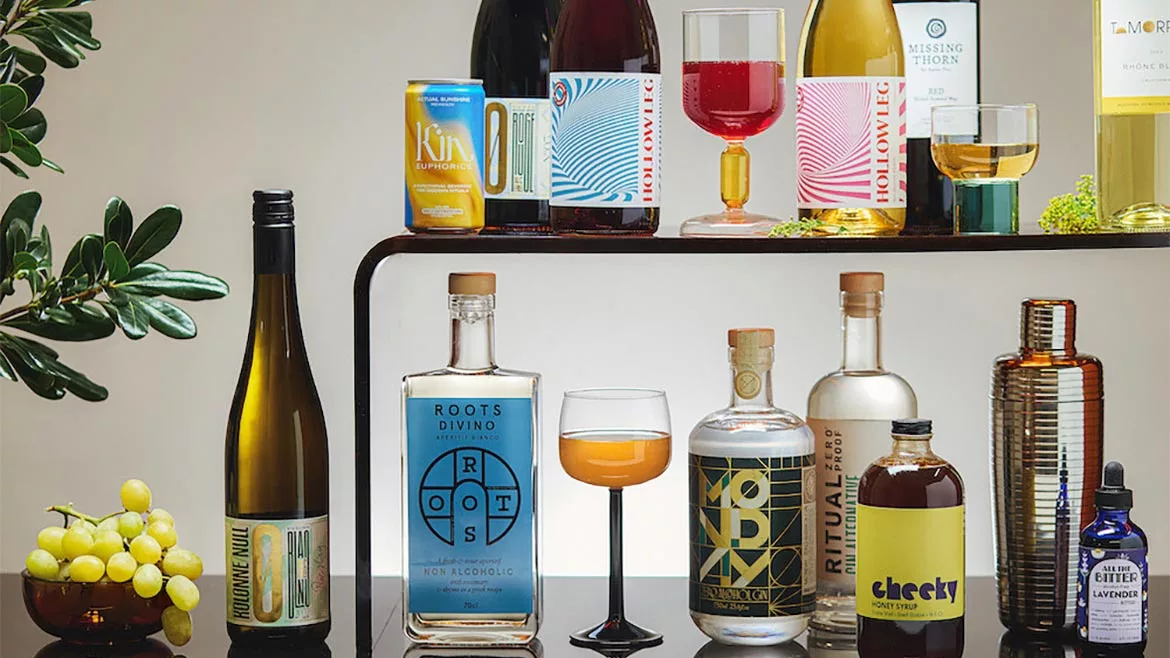 a variety of non-alcoholic (NA) beverages