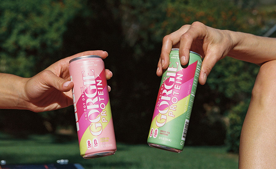 cans of Gorgie Protein Energy drinks