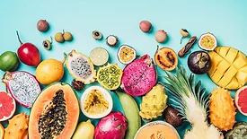 a vibrant assortment of tropical fruits