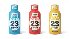 Pure Genius protein shots in three flavors: Blueberry Lemonade, Strawberry Guava, and Pineapple Pure Genius protein shots in three flavors: Blueberry Lemonade, Strawberry Guava, and Pineapple